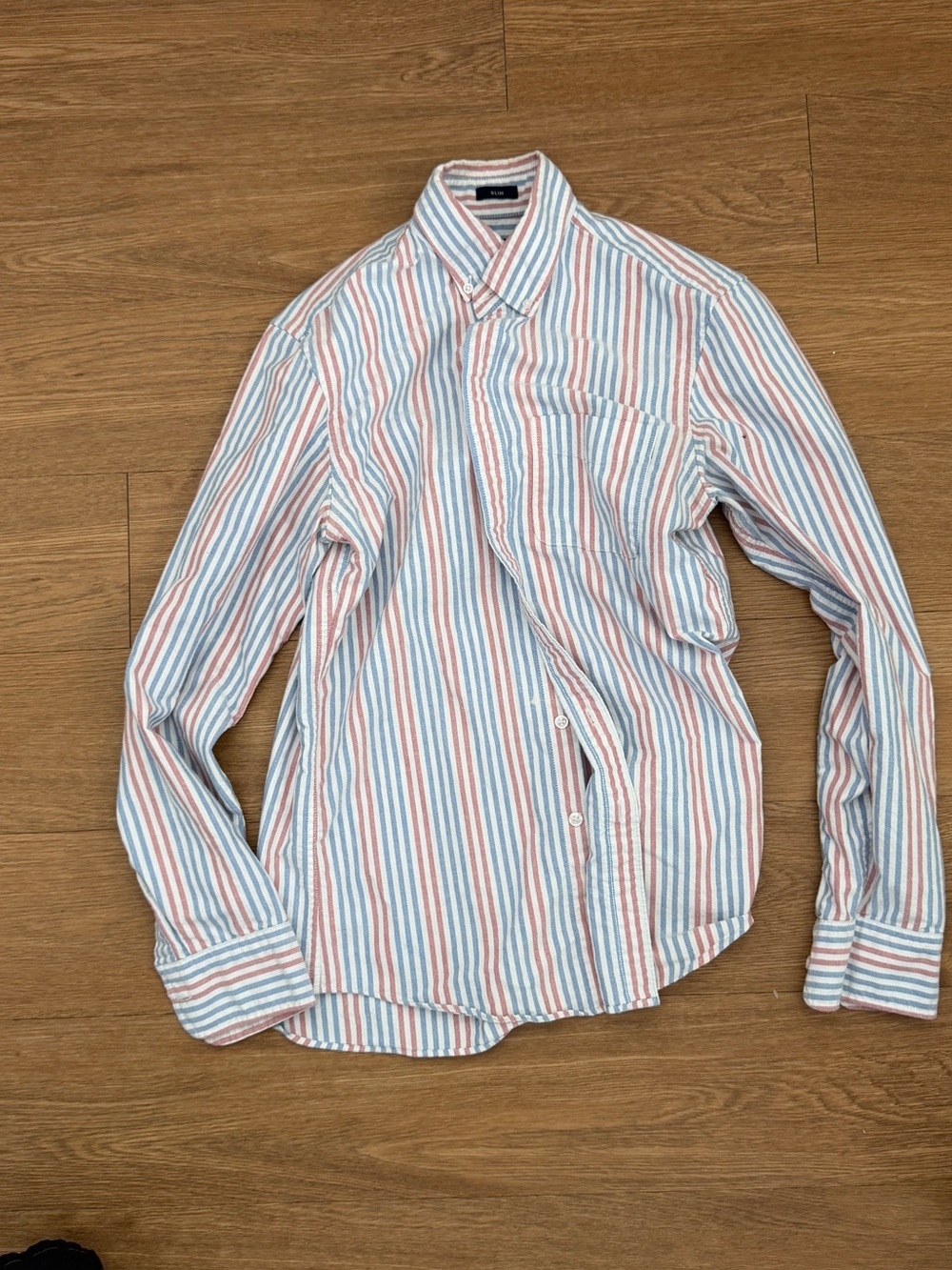 J. Crew Men's Button-Down Shirt in Blue & Red Stripes
